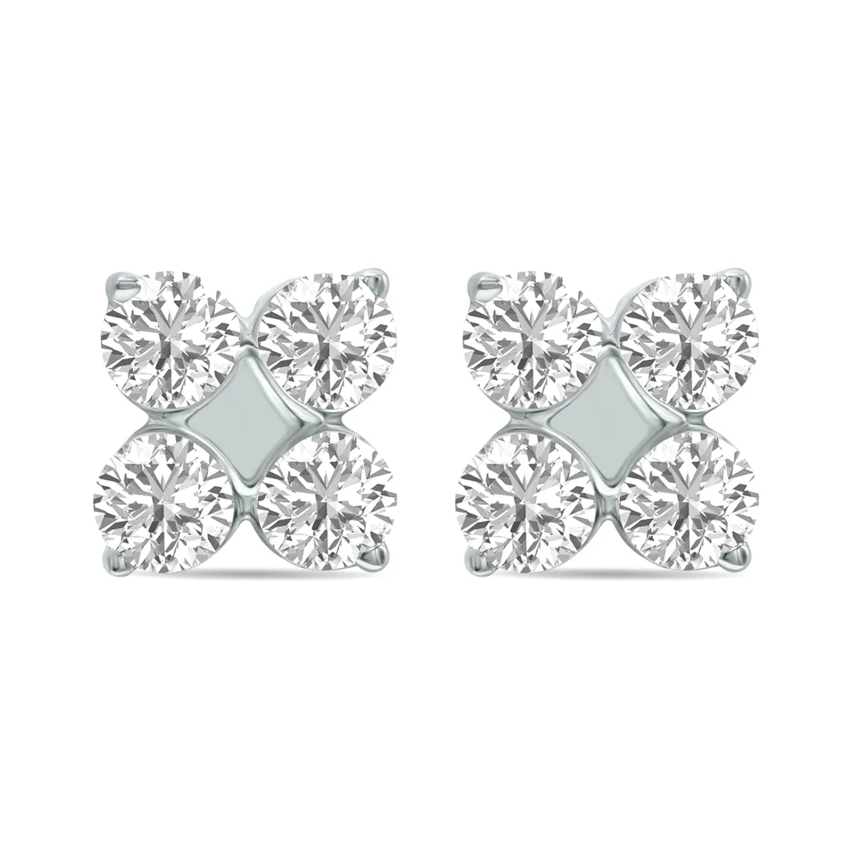 1/2 Ctw Lab Grown Diamond Snowflake Earrings In 10K White Gold (F-G Color, Vs1- Vs2 Clarity)