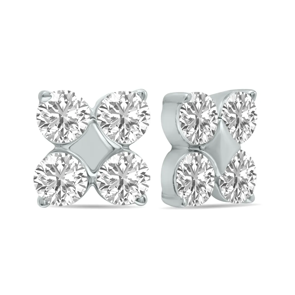 1/2 Ctw Lab Grown Diamond Snowflake Earrings In 10K White Gold (F-G Color, Vs1- Vs2 Clarity)