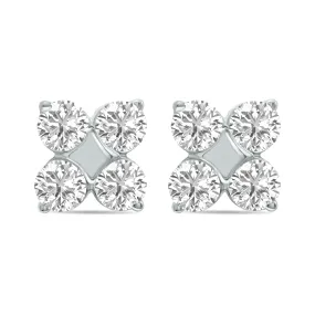 1/2 Ctw Lab Grown Diamond Snowflake Earrings In 10K White Gold (F-G Color, Vs1- Vs2 Clarity)