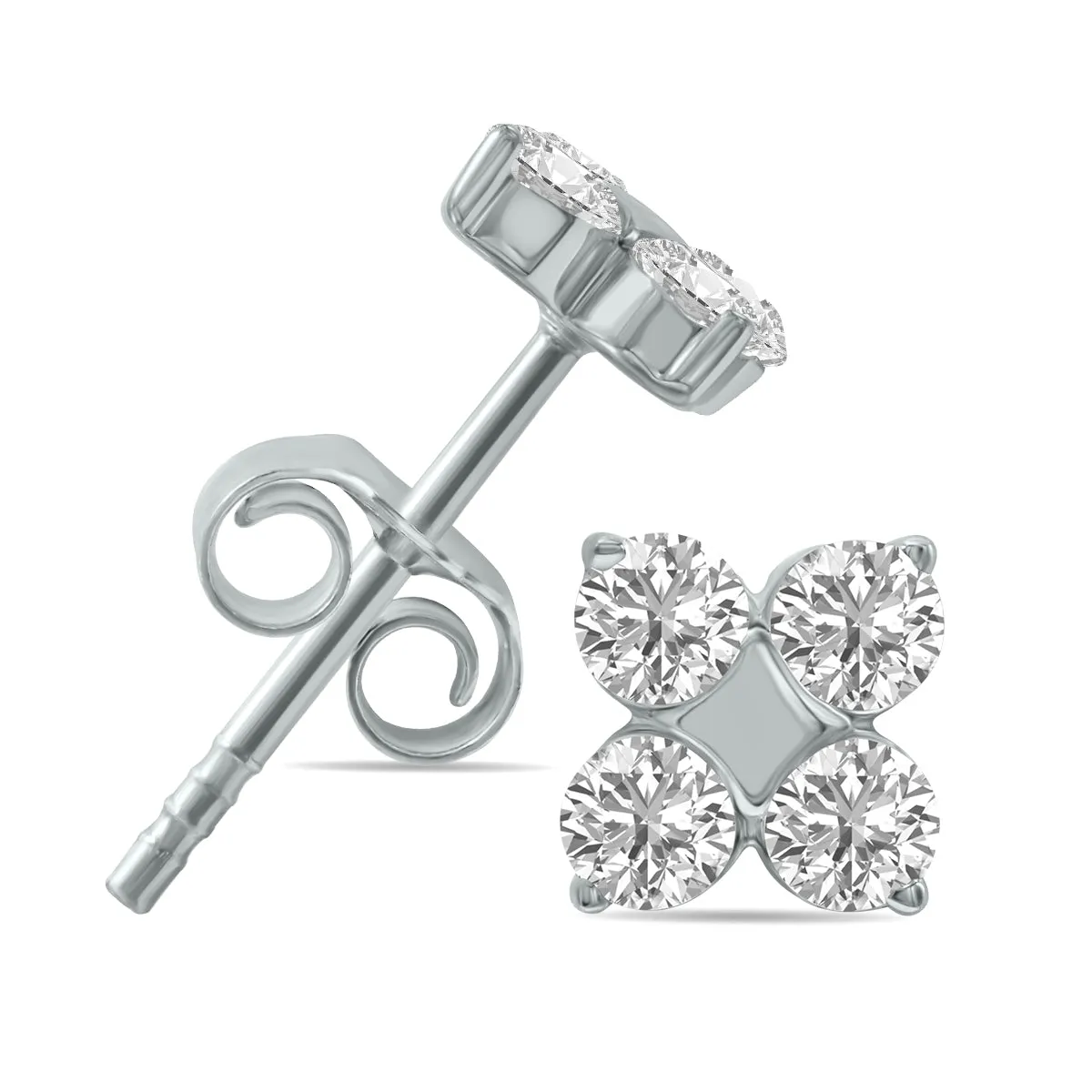 1/2 Ctw Lab Grown Diamond Snowflake Earrings In 10K White Gold (F-G Color, Vs1- Vs2 Clarity)