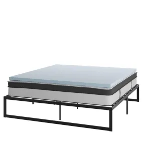 14 Inch Metal Platform Bed Frame With 12 Inch Pocket Spring Mattress In A Box And 2 Inch Cool Gel Memory Foam Topper - King By Flash Furniture