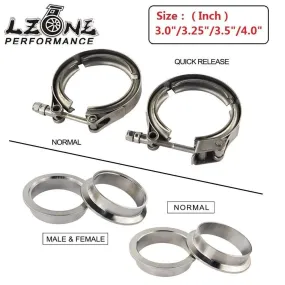 3/3.25/3.5/4.0 SUS 304 Steel Stainless Exhaust V Band Clamp Flange Kit Quick Release Clamp Male Female Flange Or Normal Type