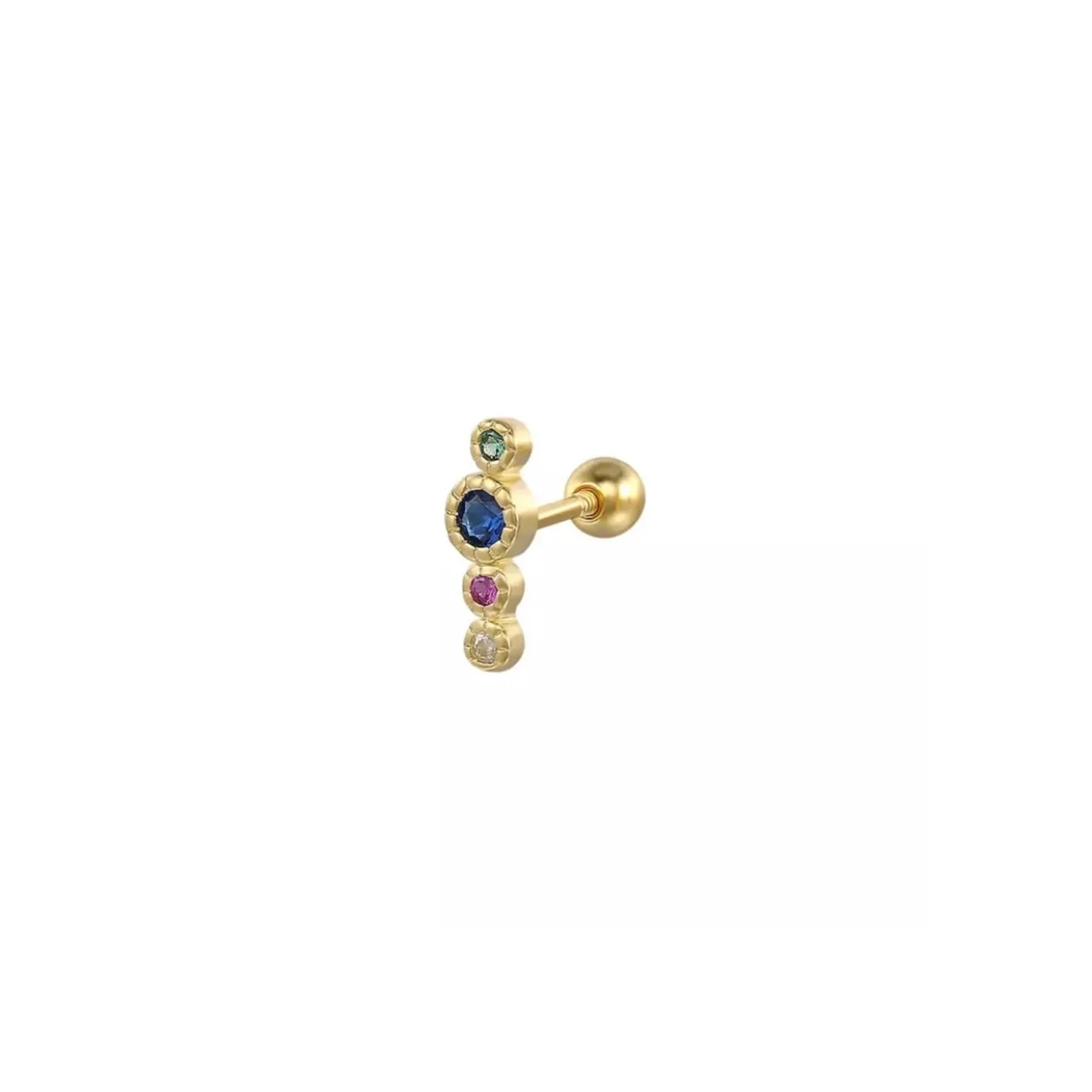 4 Scalloped Stones Piercing Stud Earring