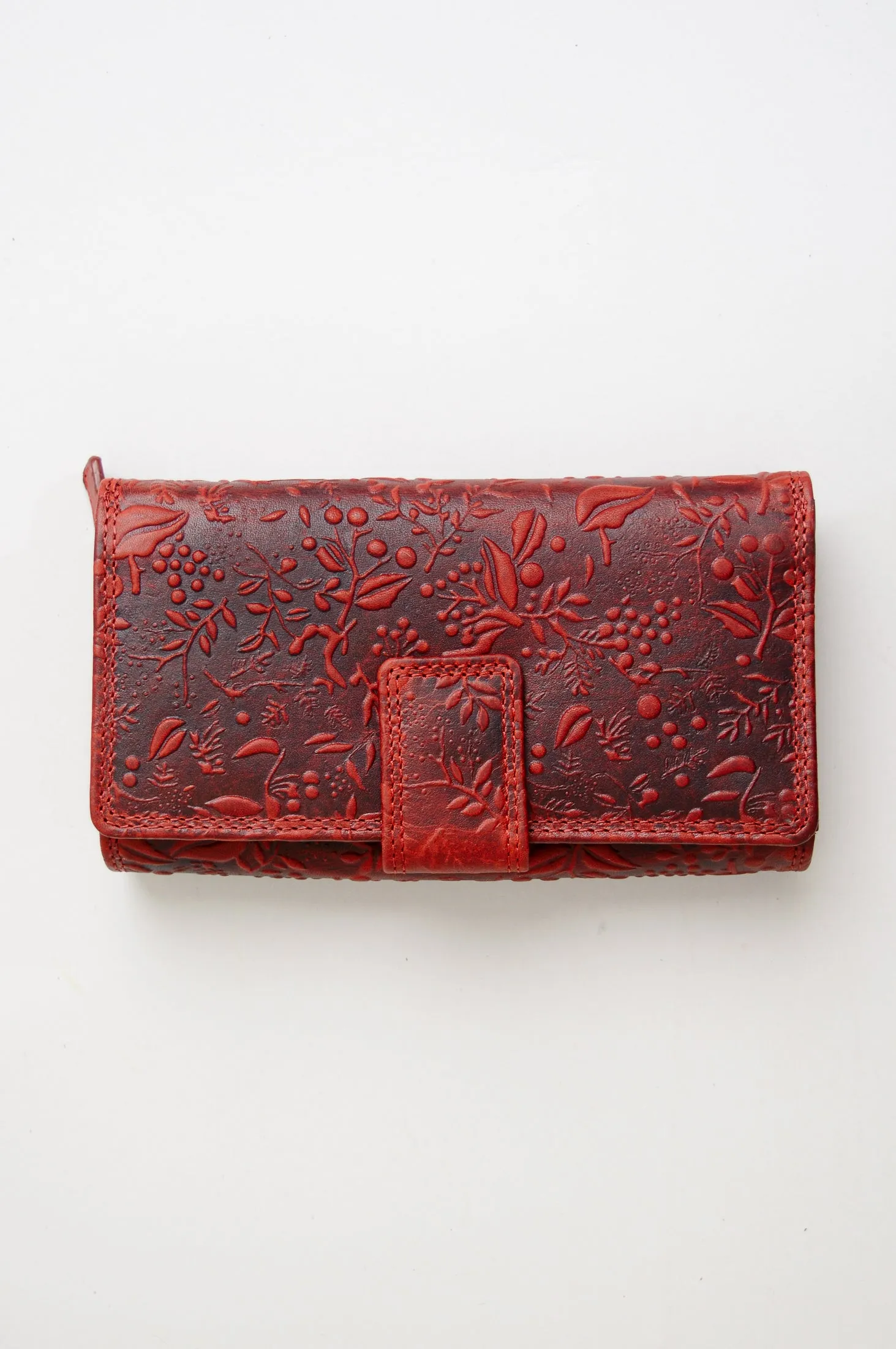 Adrian Klis 100 Flower Wallet, Red, Leather