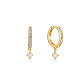 Ania Haie Gold Sparkle Kyoto Opal Drop Huggie Hoop Earrings