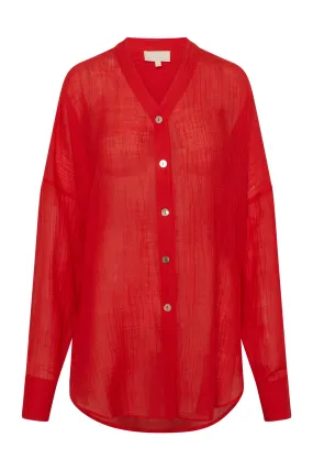 Barcelona Tunic - Chili Pepper Crinkle Linen