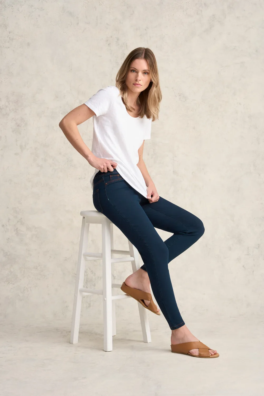 Bengajean Good Earth Cotton 7/8 Skinny Leg - Blue Denim