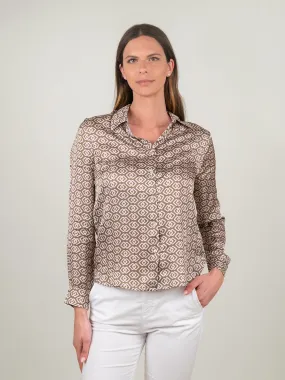 CAMICIA BEIGE STAMPA GEOMETRICA