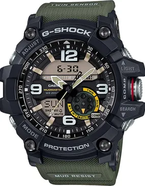 Casio Mens G-Shock Mudmaster Watch - Twin Sensor - 200M - Green Strap