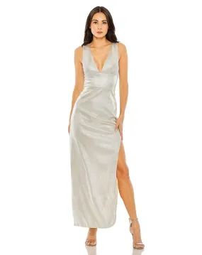 Deep V Fitted Gown High Slit SAMPLE | SZ. XS