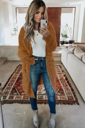 Fuzzy Knit Cardigan with Pockets