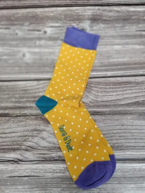 Ladies Bambo Socks Doris & Dude Dots Yellow/Green/Teal 3-7UK