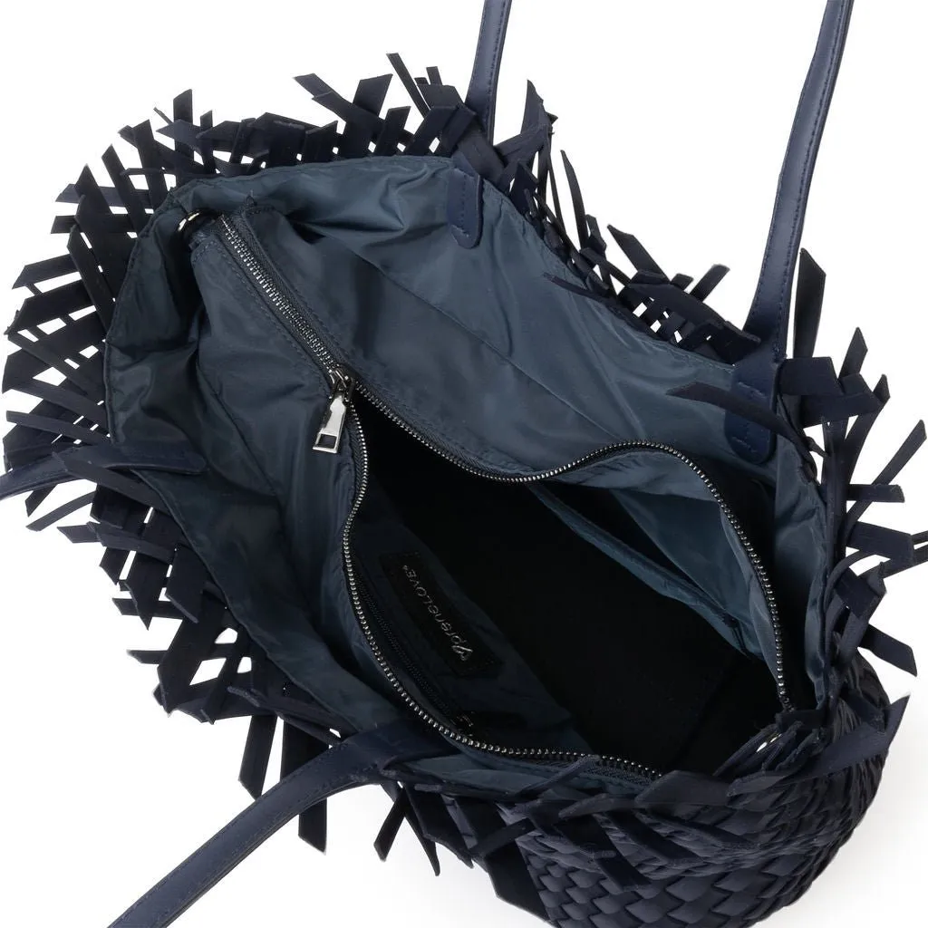 NEW Vulcan Woven Large Tote (Fringed Top) - Navy