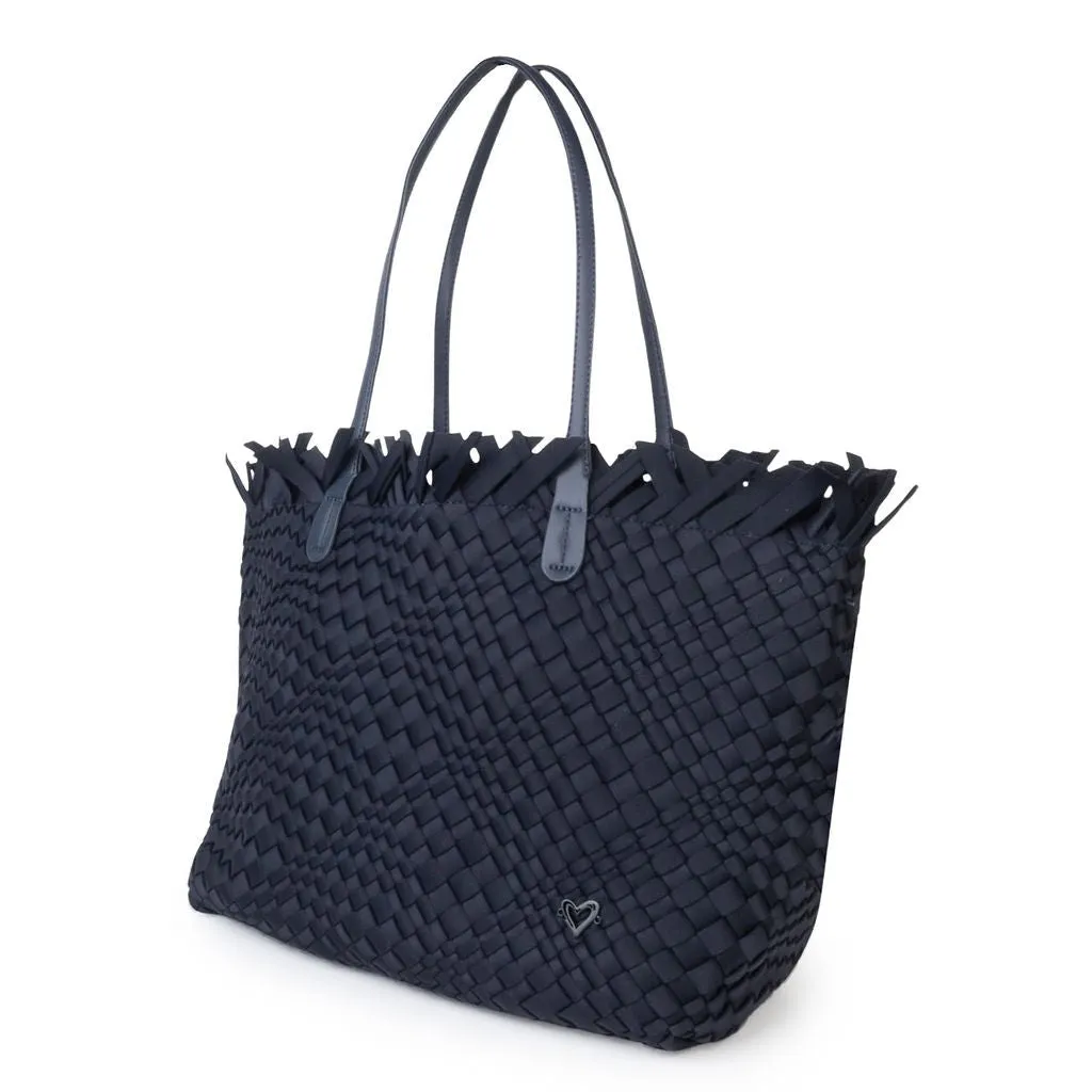 NEW Vulcan Woven Large Tote (Fringed Top) - Navy