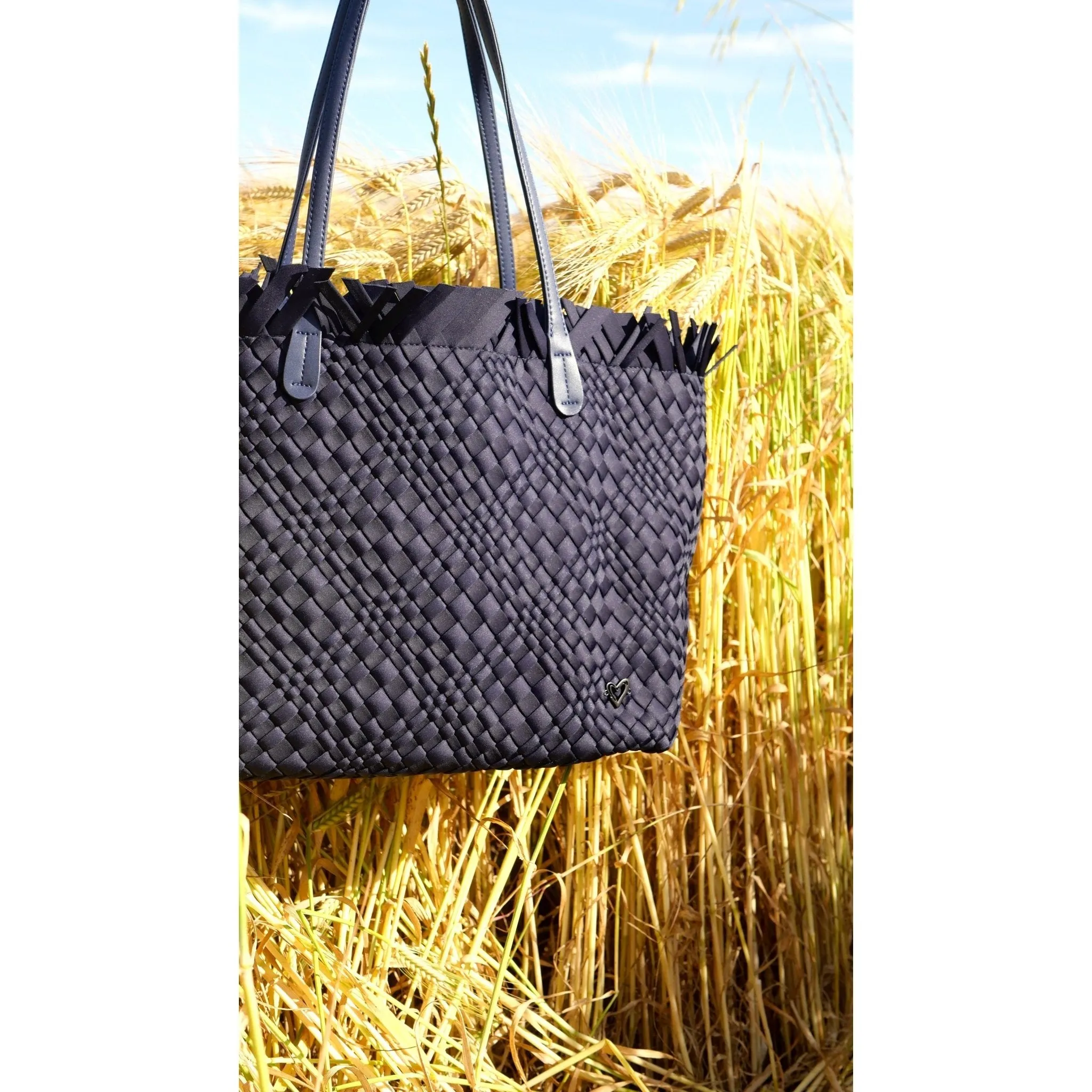 NEW Vulcan Woven Large Tote (Fringed Top) - Navy