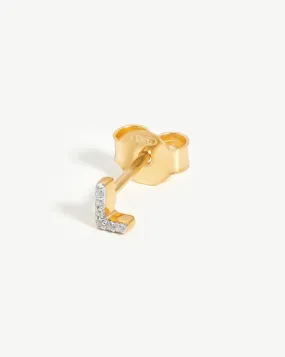 Pave Initial Single Stud Earring - Initial L | 18ct Gold Plated Vermeil/Cubic Zirconia