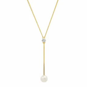 Pearl and CZ Chain Y-Necklace