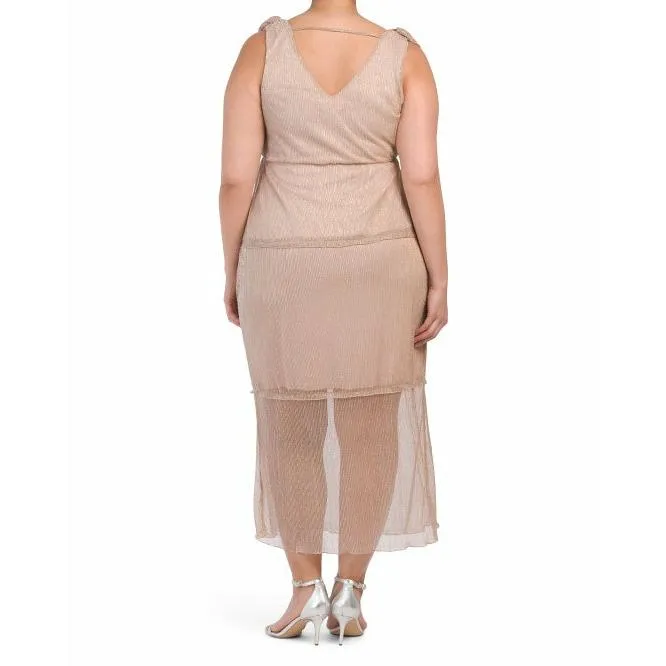 Plus size sleeveless v-neck midi dress