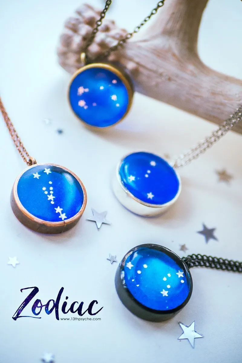 Zodiac jewelry, Cancer constellation necklace